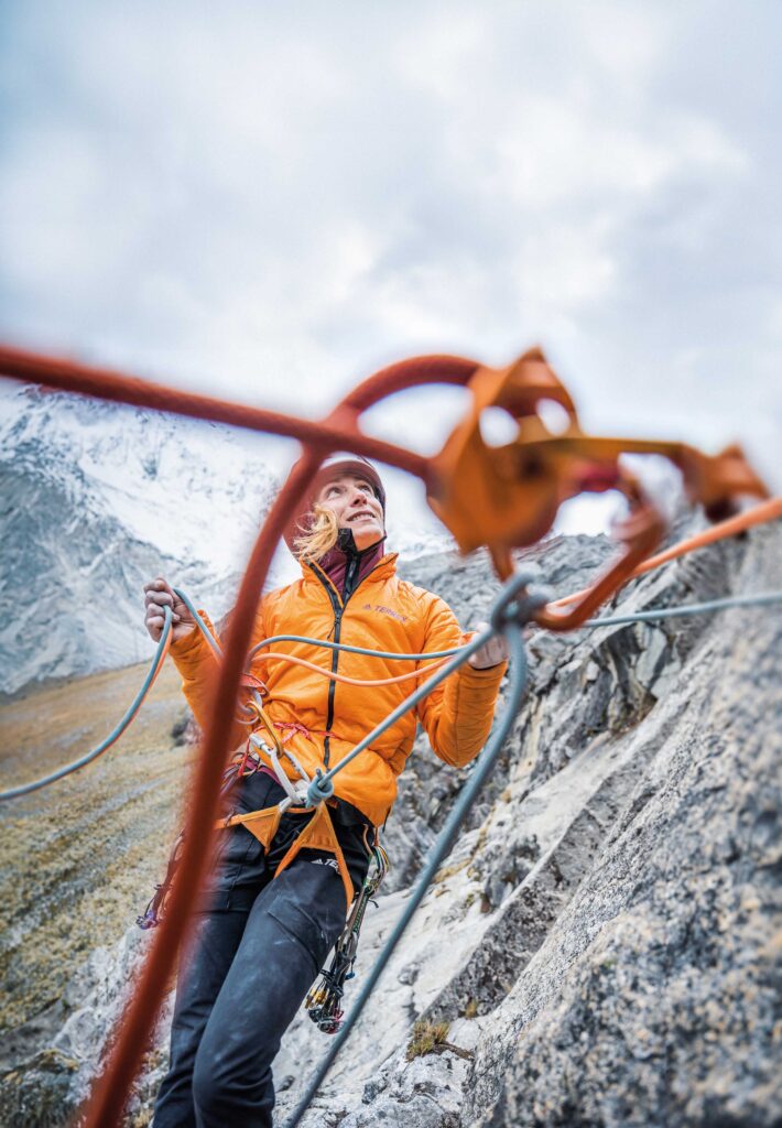 Lise Billon sichert am 5325 Meter
hohen La Esfinge