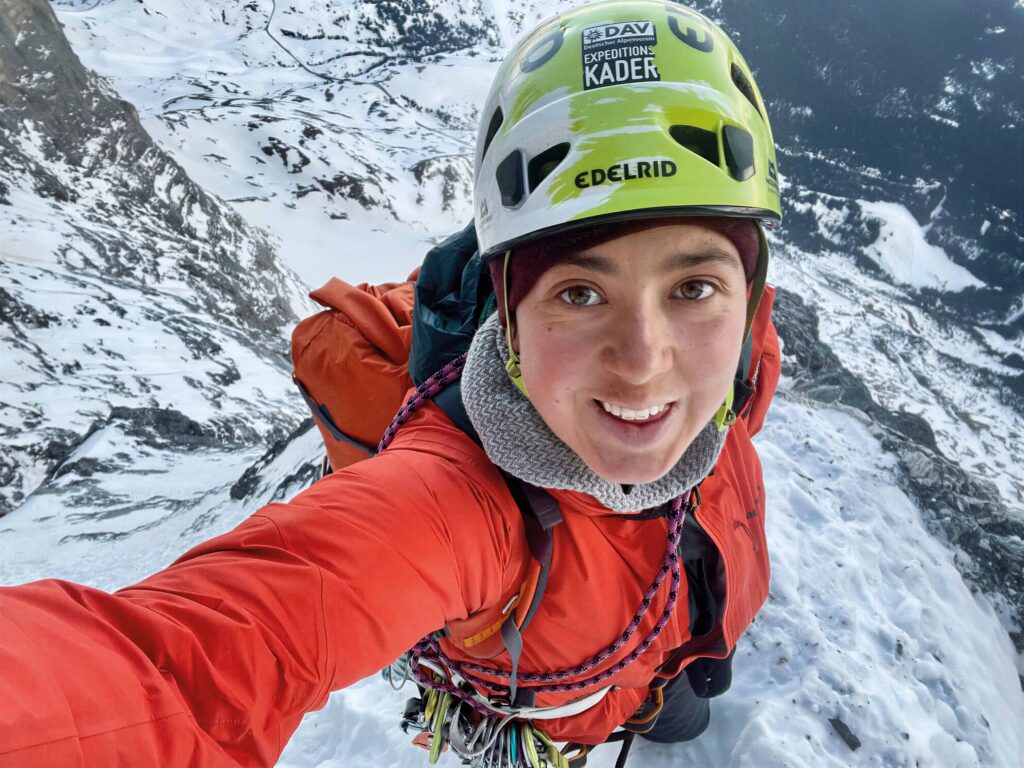Laura Tiefenthaler bei ihrer Rope-Solo- Begehung der Eiger-Nordwand